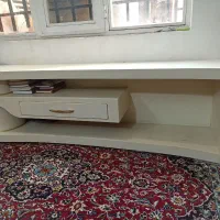 میز تلویزیون با چوب راش چوب پرده تخت