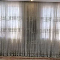فروش پرده توری  کار کرده طرح دار  ۲ تخته