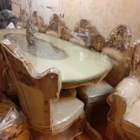 میز ناهار خوری استیل 8 نفره در حد نو