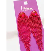 گوشواره آویز بلند فول نگین ارغوانی برای دختر جذاب|بدلیجات|مشهد, ابوذر|دیوار