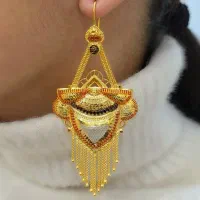 گوشواره قلبی ، کشمیری با روکش طلا