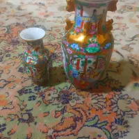 گلدان قدیمی ژاپنی با اب طلا
