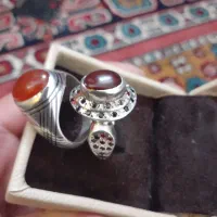 انگشترنقره مردانه عقیق وجواهراتی دستساز