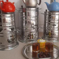 سماور و منقل تمام استیل ژغالی و هیزمی دورهمی