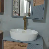 روشویی سفید کرکره با سنگ چینی کرد|لوازم سرویس بهداشتی|یزد, |دیوار