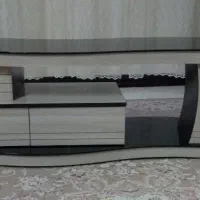 میز تلویزیون چوب و شیشه ای