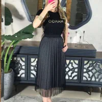 دامن پلیسه تور مشکی