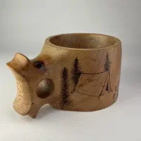 سوخته کاری روی ماگ و کوکسا چوبی