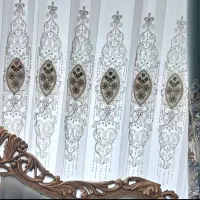 پرده سالن همراه با دکوری مخمل|پرده، رانر، رومیزی|اصفهان, طامه|دیوار