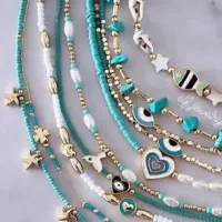 دستبند گردنبند با مروارید و منجوق|بدلیجات|خرم‌آباد, |دیوار