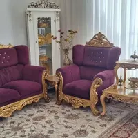 سرویس مبلمان سلطنتی سالم با سه عدد میز چوبی|مبلمان خانگی و میز عسلی|کاشمر, |دیوار