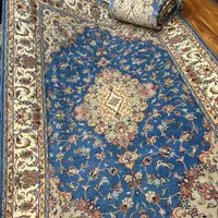 یک جفت قالی شش متری زمینه آبی نو استاد بافت