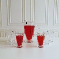 پارچ و لیوان ساده و لب طلا