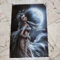 تابلو فرش دستبافت دختر و ماه چله ابریشم