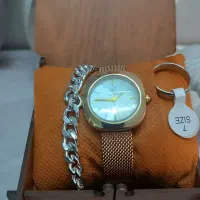 ساعت بند حصیری همراه با دستبند و انگشتر