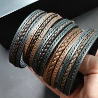 دستبند هدیه چرم طبیعی موی یار با حک اسم