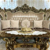 مبلمان ۹ نفرو و ست غذاخوری ۸ نفره استیل ورق طلا