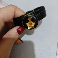 دستبند مردانه چرم و طلا ۲۴عیار دانژه