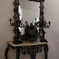 آینه شمعدان و کنسول برنزی با ساعت+ سنگ مرمر|صنایع دستی و سایر لوازم تزئینی|تهران, دارآباد|دیوار