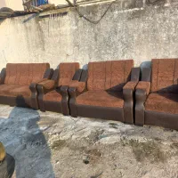 یک دست مبل راحتی ۷ نفره با چوب گردو|مبلمان خانگی و میز عسلی|نور, |دیوار