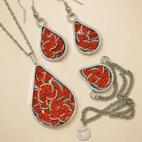 گردنبند ، ست کامل ، انگشتر طرح یلدا و انار|بدلیجات|کرمان, |دیوار