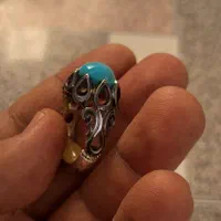 انگشتر فیروزه نیشابور عتیقه با رکاب استاد آصف|جواهرات|قم, باسکول|دیوار