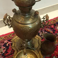 سماور ذغالی برنز قدیمی و زیبا همراه با سرویس|سماور، چای‌ساز، قهوه‌ساز|تهران, نازی‌آباد|دیوار