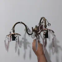 لوستر برنجی دوشاخه|لوستر و چراغ آویز|قائم‌شهر, |دیوار