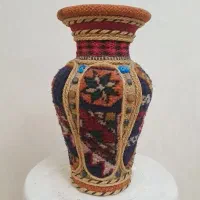 گلدان سفالی با روکش فرش دستباف