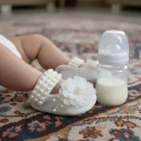 پاپوش نوزاد دست دوز ضد حساسیت زیبا|کیف، کفش، کمربند|ساری, |دیوار