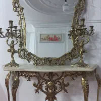 آینه کنسول برنجی با شمعدان