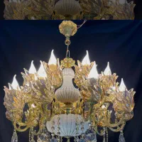 لوستر ۱۶شعله مخلوط ترکیب سرامیکی خطی و برنجی