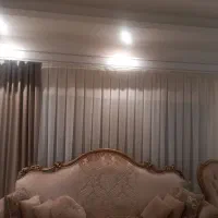 پرده حریر شاین دار با کتیبه پنل کنار