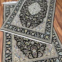 جفت قالیچه کاشان گل ابریشم