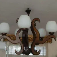 لوستر چوبی 5 شعله یک جفت