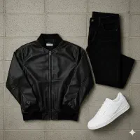 کاپشن چرم مردانه مدل Vann/جنس خوب، دوخت محکم