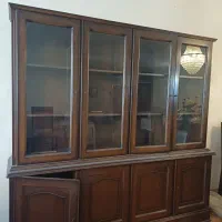 بوفه چوبی چهار در شیشه ای جادار قهوه ای تیره|بوفه، ویترین، کنسول|تهران, قزل قلعه|دیوار
