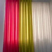 پرده حریر ساده و پرده زبرا اشپزخانه