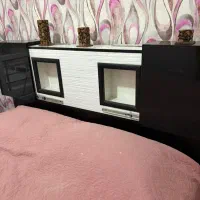 تخت دو نفره MDF سفید مشکی همراه با تشک رویال|تخت و سرویس خواب|محمدیه-قزوین, |دیوار