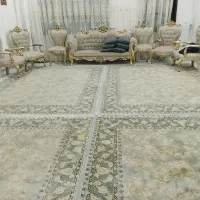 ۴عددفرش ۹متری طوسی طلایی گل برجسته درحدنو