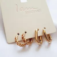 گوشواره حلقه ای دو جفتی ساده و کارتیر طلایی
