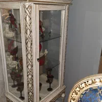 جفت ویترین سفید پتینه  نو مناسب جهیزیه چوب راش|بوفه، ویترین، کنسول|اصفهان, آبشار|دیوار