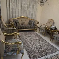 ست مبلمان هفت نفره استیل به همراه ویترین