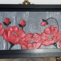 تابلو برجسته بوم نقاشی طرح گل