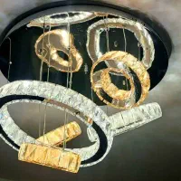 دو عدد لوستر حلقه ای کریستالی (۳حلقه و ۵ حلقه)|لوستر و چراغ آویز|پرند, فاز ۲|دیوار