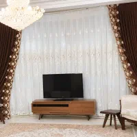 پرده پذیرایی حریرو پشت پرده به همراه دو والان مخمل