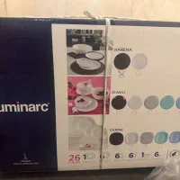 سرویس لومینارک فرانسه آکبند ۲۶ پارچه رنگ مشکی ساده