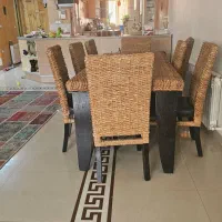 میز ناهارخوری حصیری ۸ نفره
