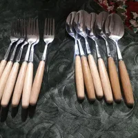 قاشق چنگال دسته چوبی