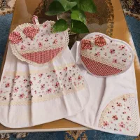 دوخت سرویس آشپزخانه دست دوز شیک و باتنوع زیاد|سفره، حوله، دستمال آشپزخانه|میبد, |دیوار